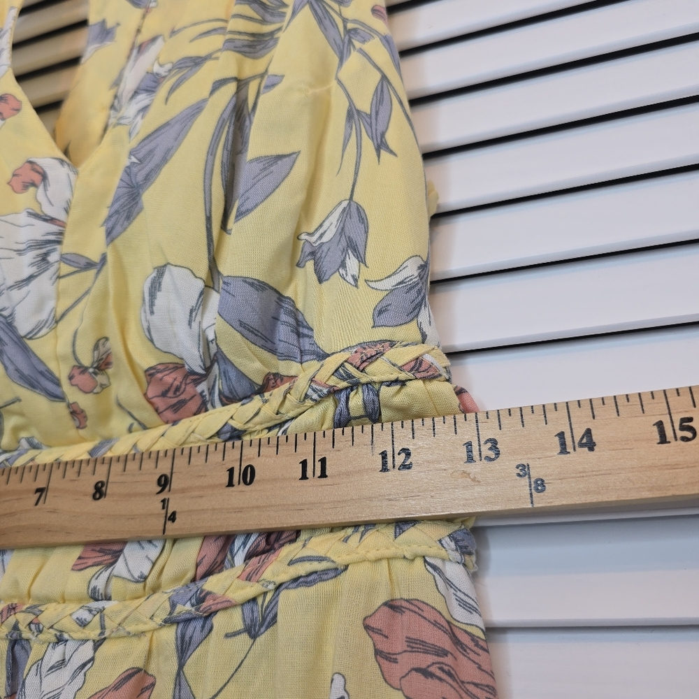 JAPNA Yellow Floral Maxi Dress Women's Sz Medium Smocked Cottagecore Boho Resort - Picture 10 of 11